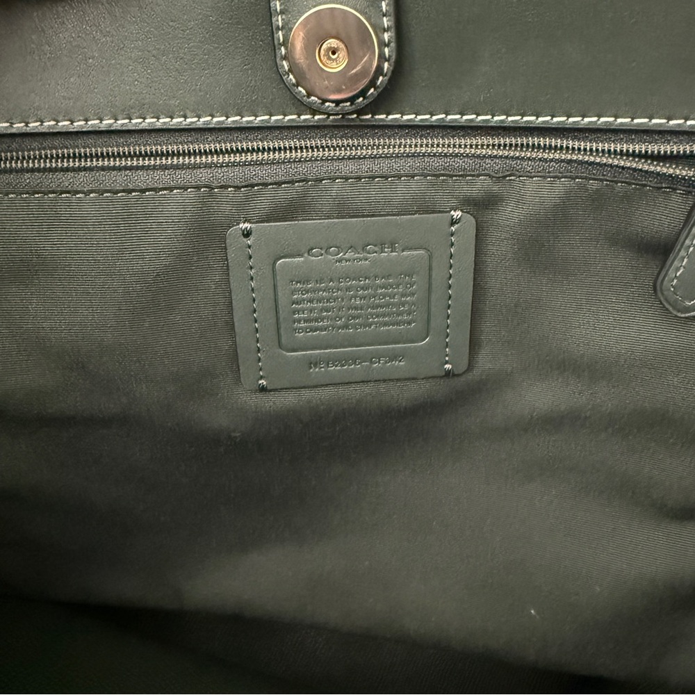 Coach Green City Tote with Leather Trim - Picture 4 of 5